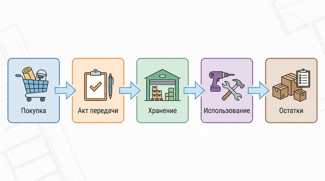 Схема передачи давальческих материалов от заказчика подрядчику