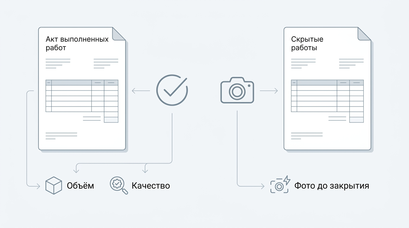 Сравнение акта выполненных работ и акта скрытых работ для частного дома