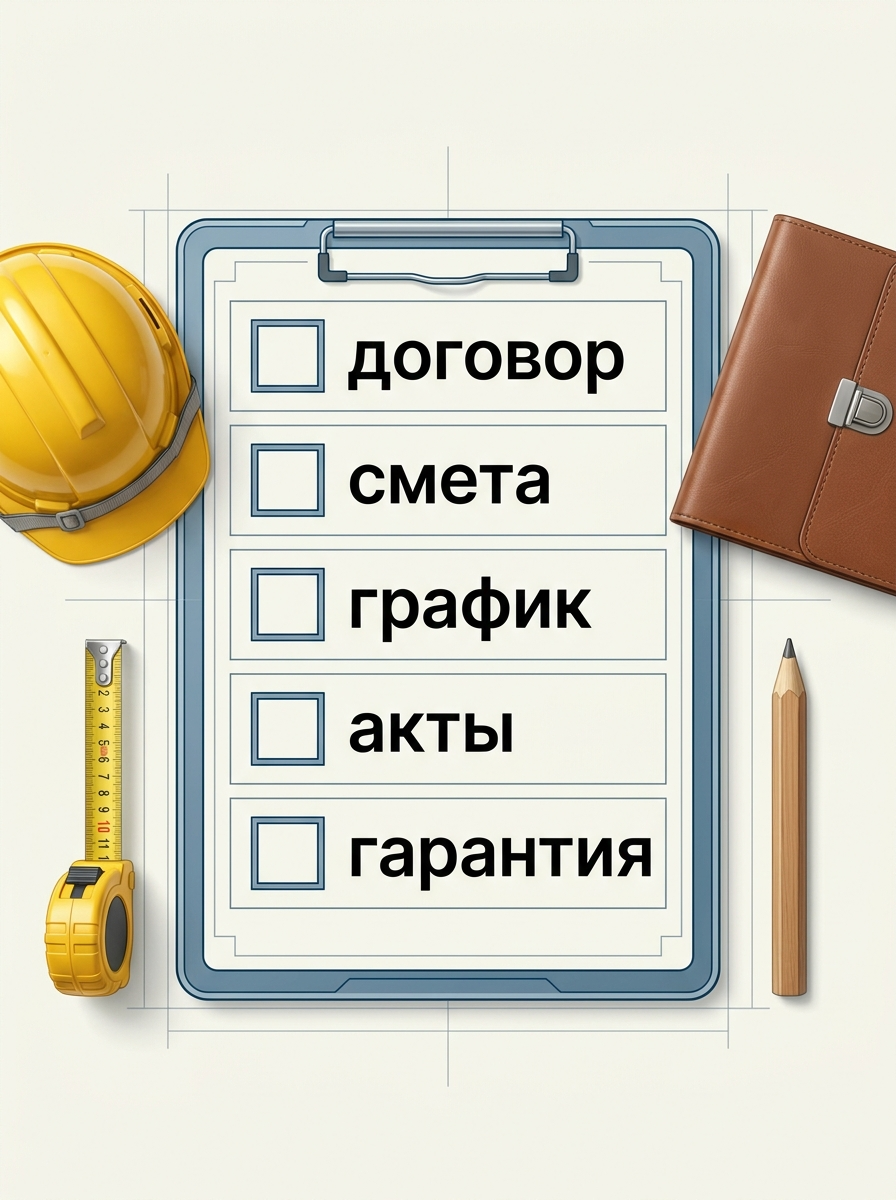 Чек-лист ключевых документов для работы с подрядчиком при строительстве дома