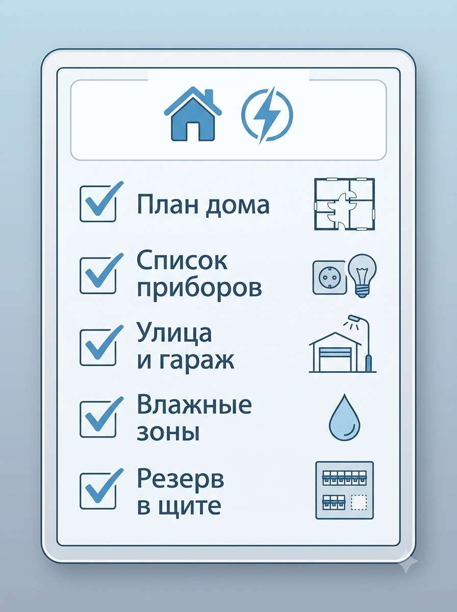 Чек-лист владельца дома перед проектированием электрощита