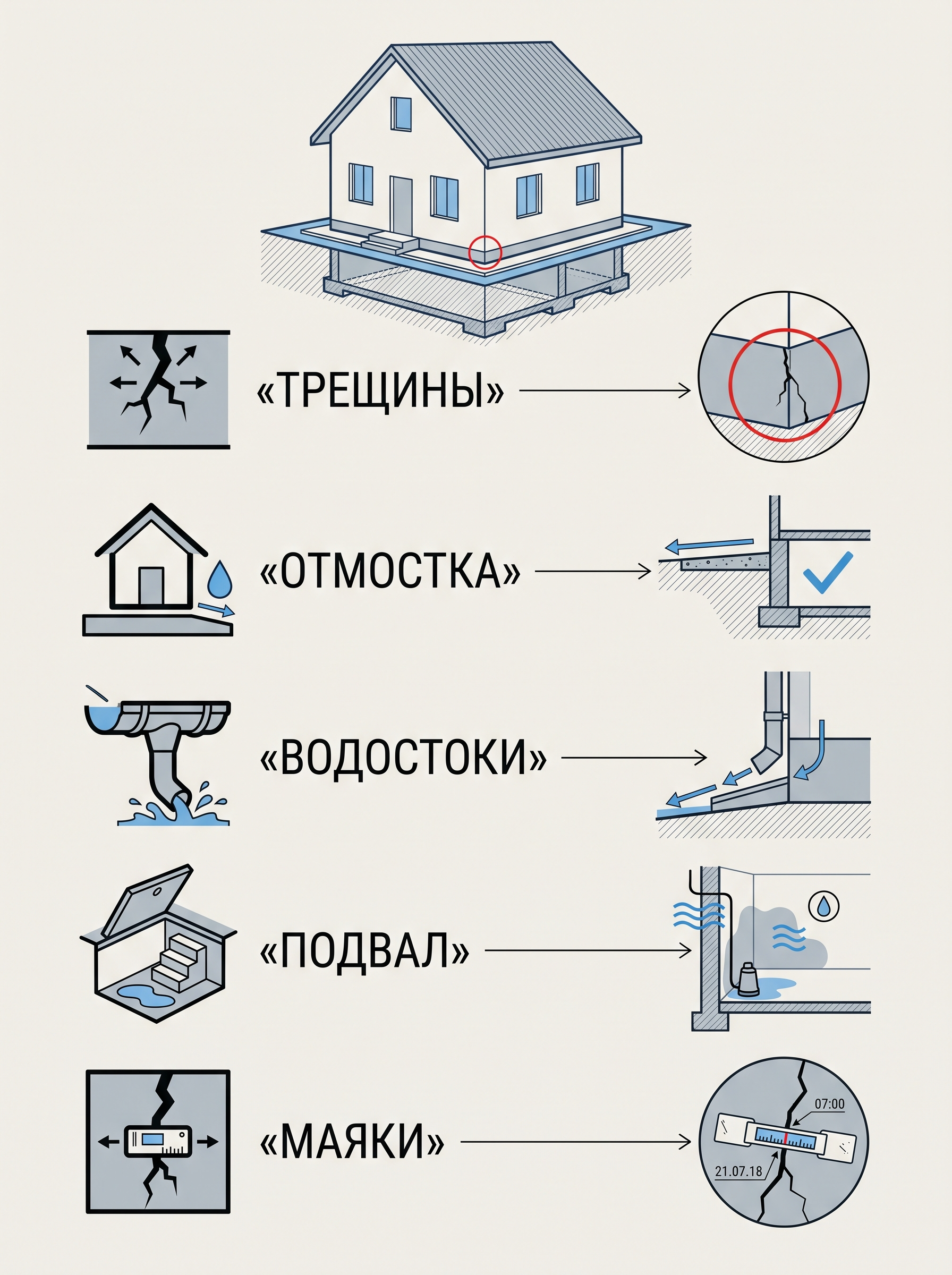 Чек-лист проверки фундамента дома владельцем