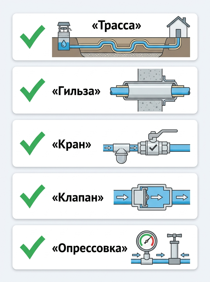 Чек-лист перед монтажом ввода воды в частный дом