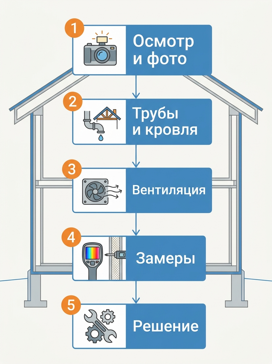 Чек-лист диагностики сырости в СИП-доме
