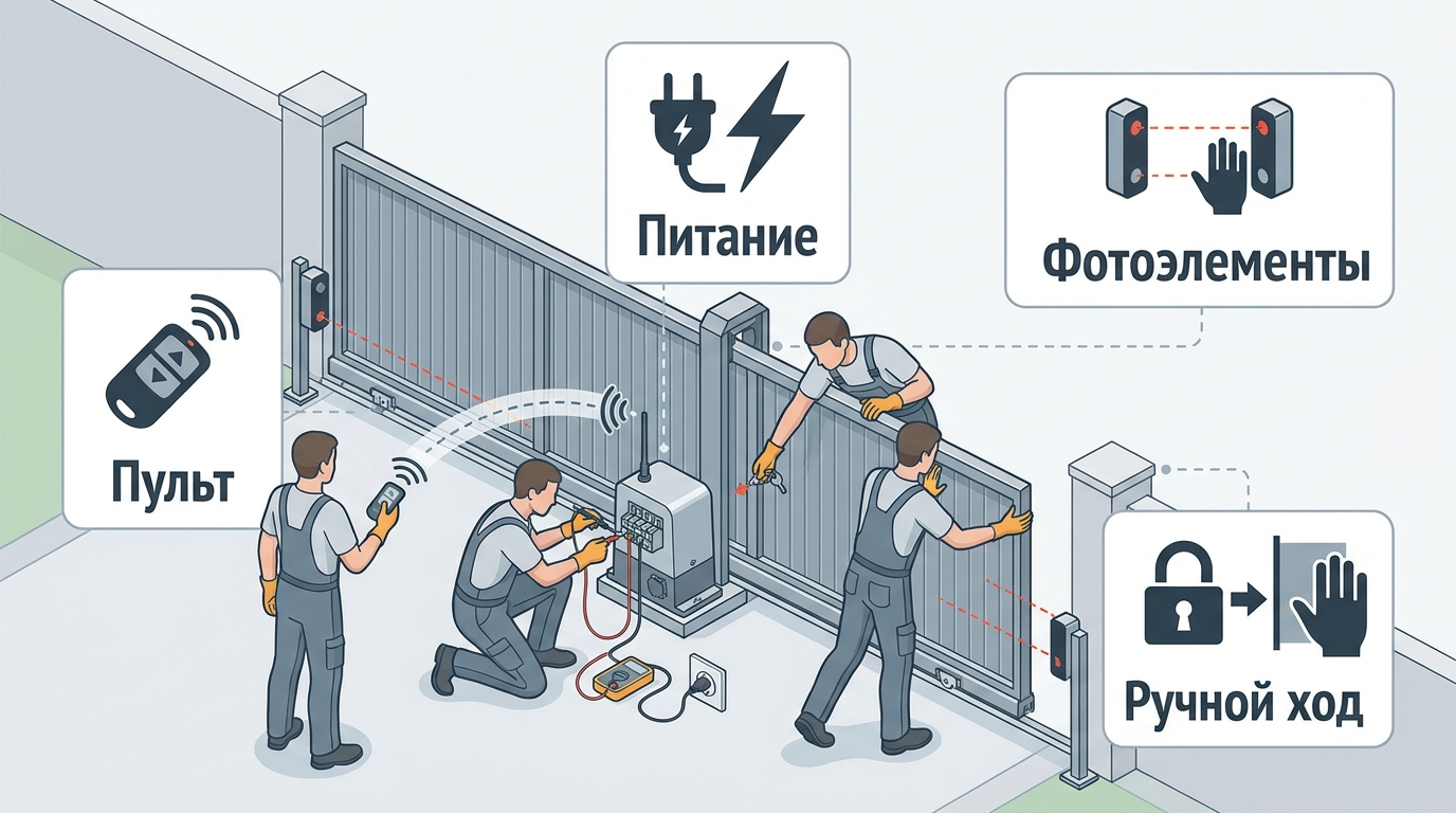Чек-лист диагностики откатных ворот, которые не открываются