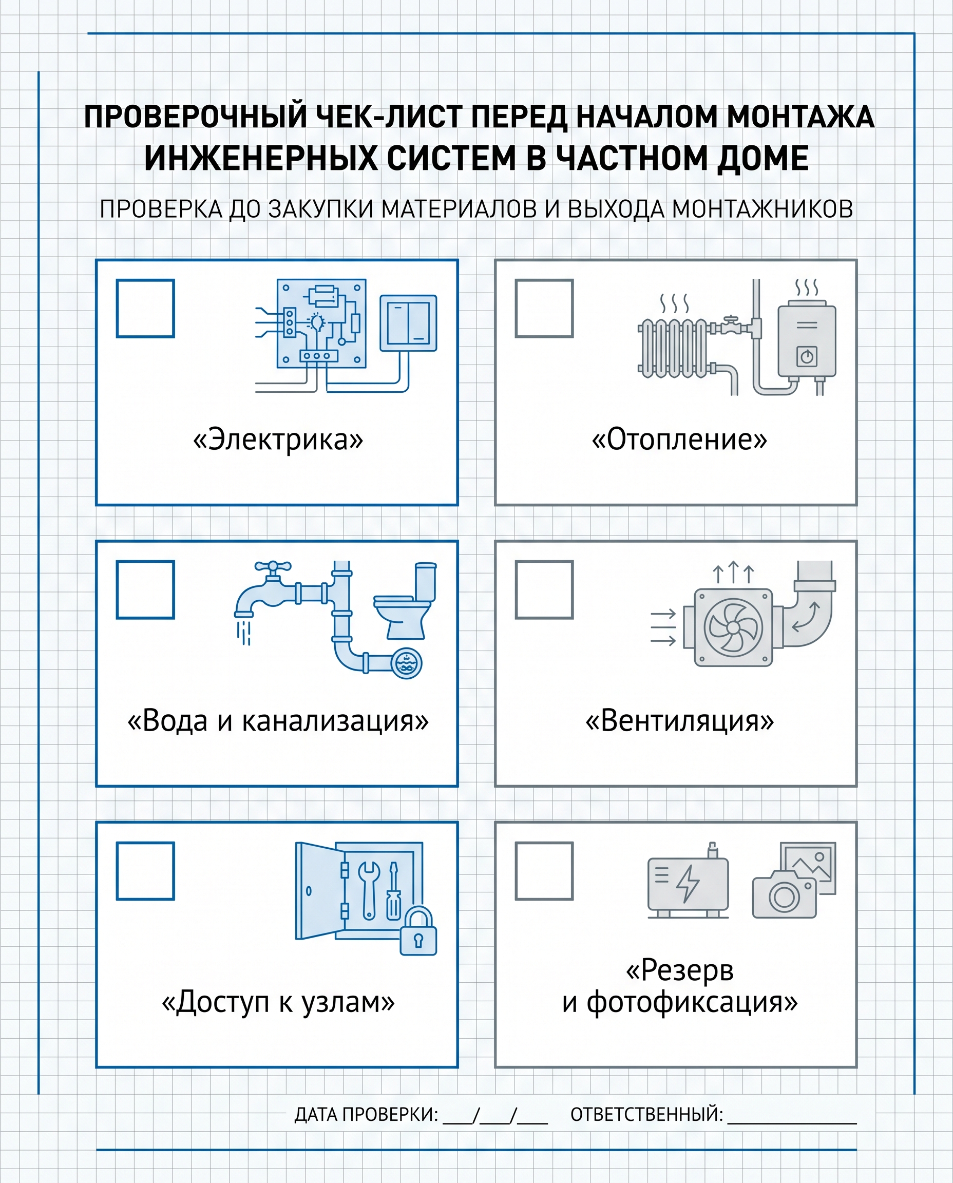 Чек-лист проверки инженерного проекта частного дома перед монтажом