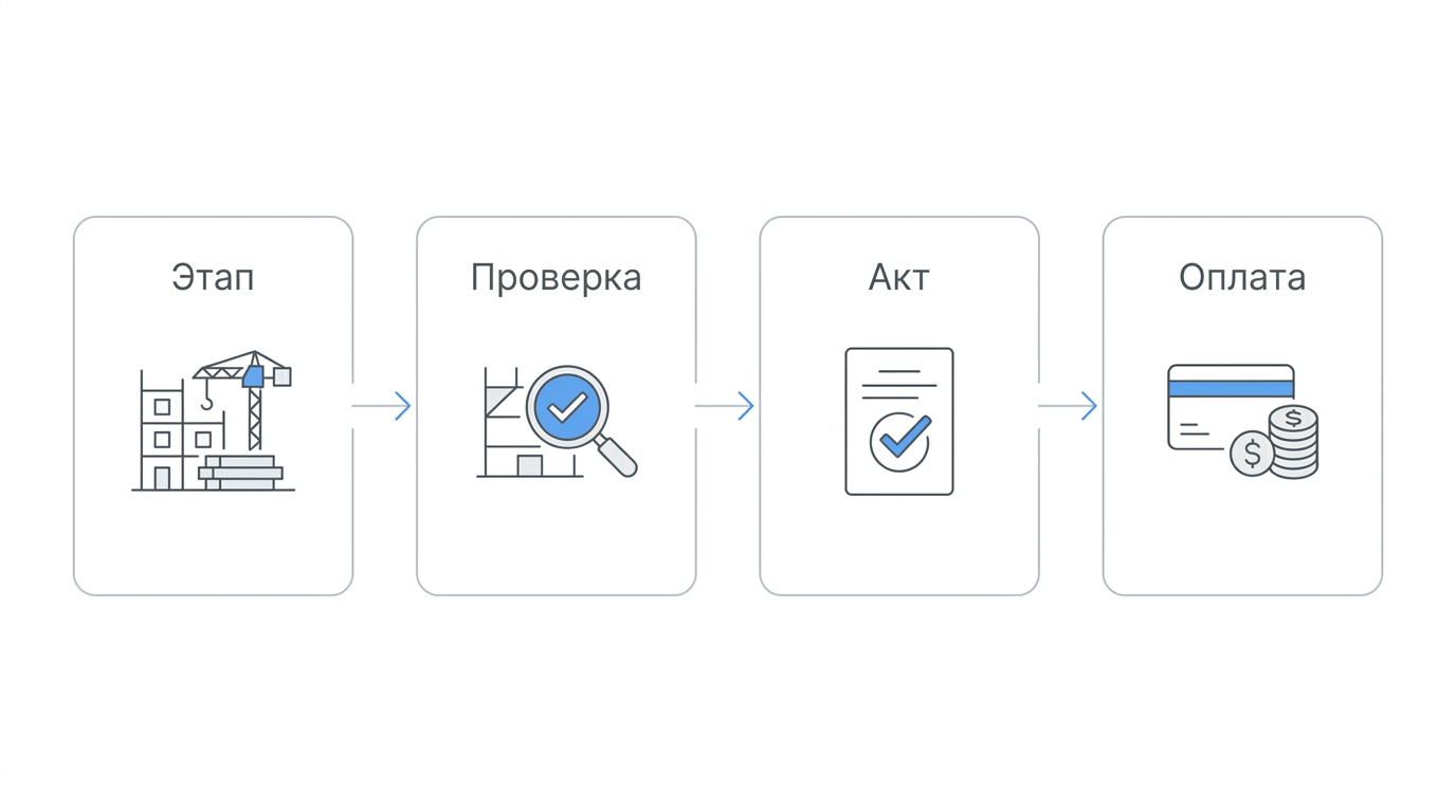 Схема поэтапной оплаты работ по актам при строительстве дома