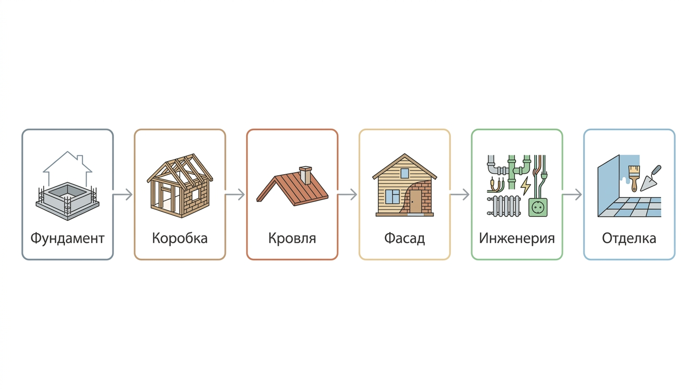 Схема поэтапной закупки материалов для строительства дома