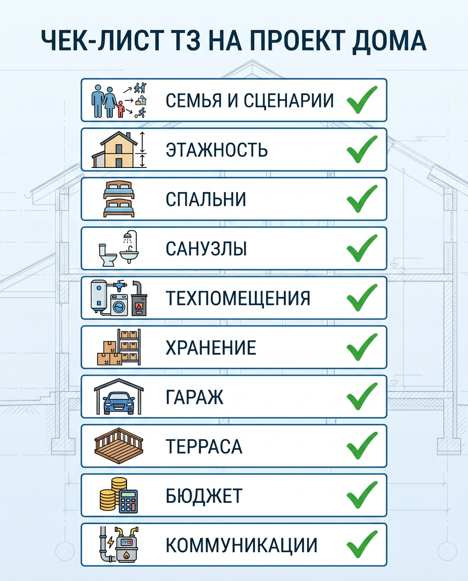 Чек-лист технического задания на проект дома