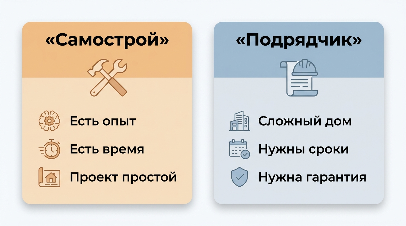 Матрица принятия решения: строить дом самому или нанимать подрядчика