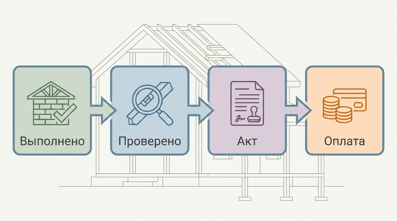 Схема оплаты по факту выполненных работ с проверкой и актами