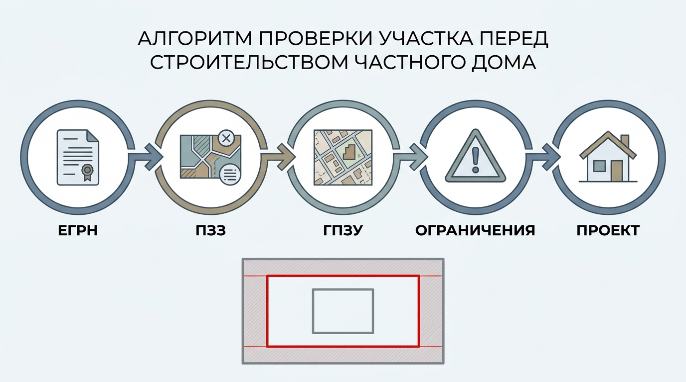Алгоритм проверки ограничений на участке перед строительством дома