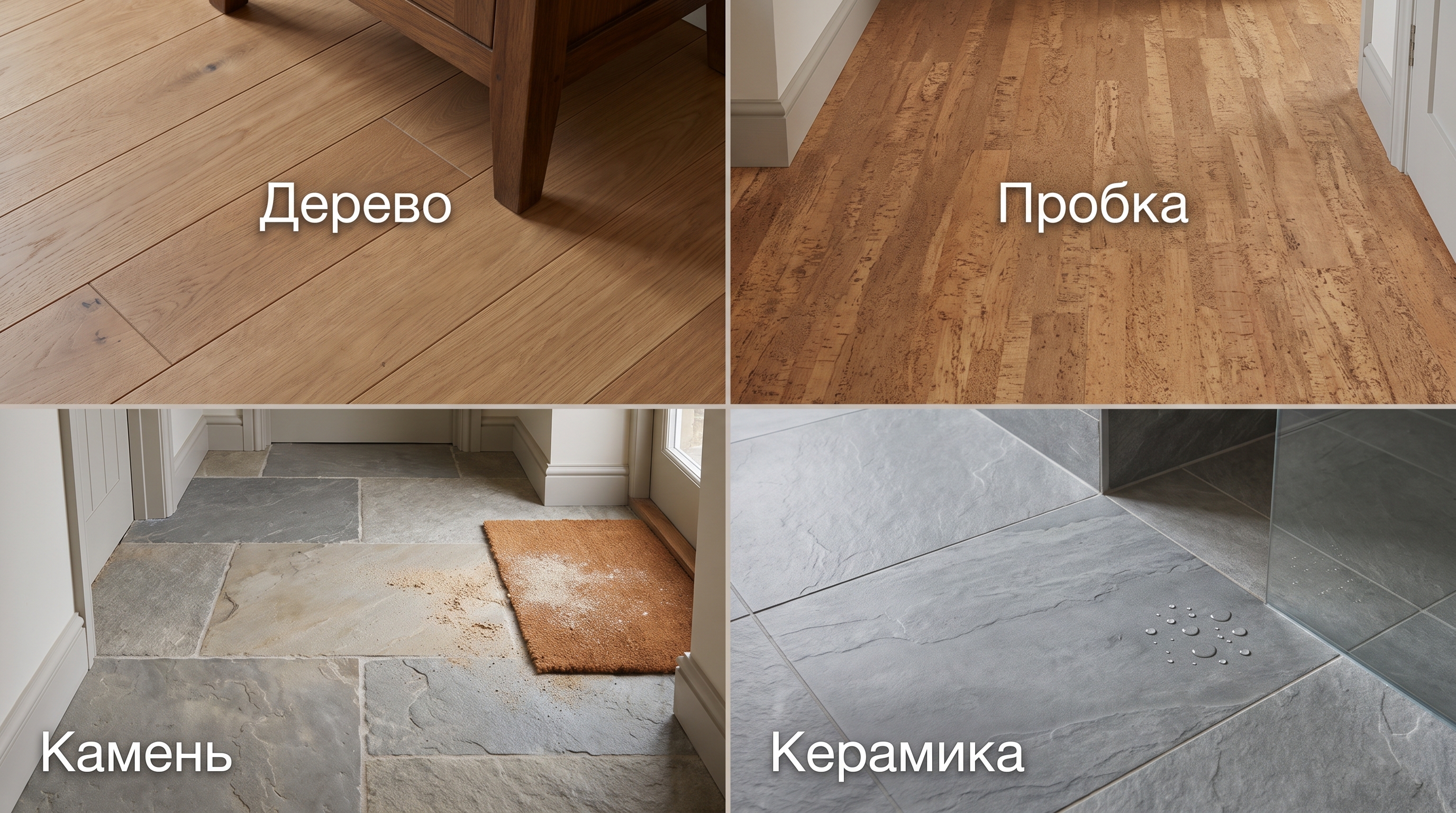 Сравнение покрытий пола для эко-отделки: инженерная доска, пробка, камень и керамика