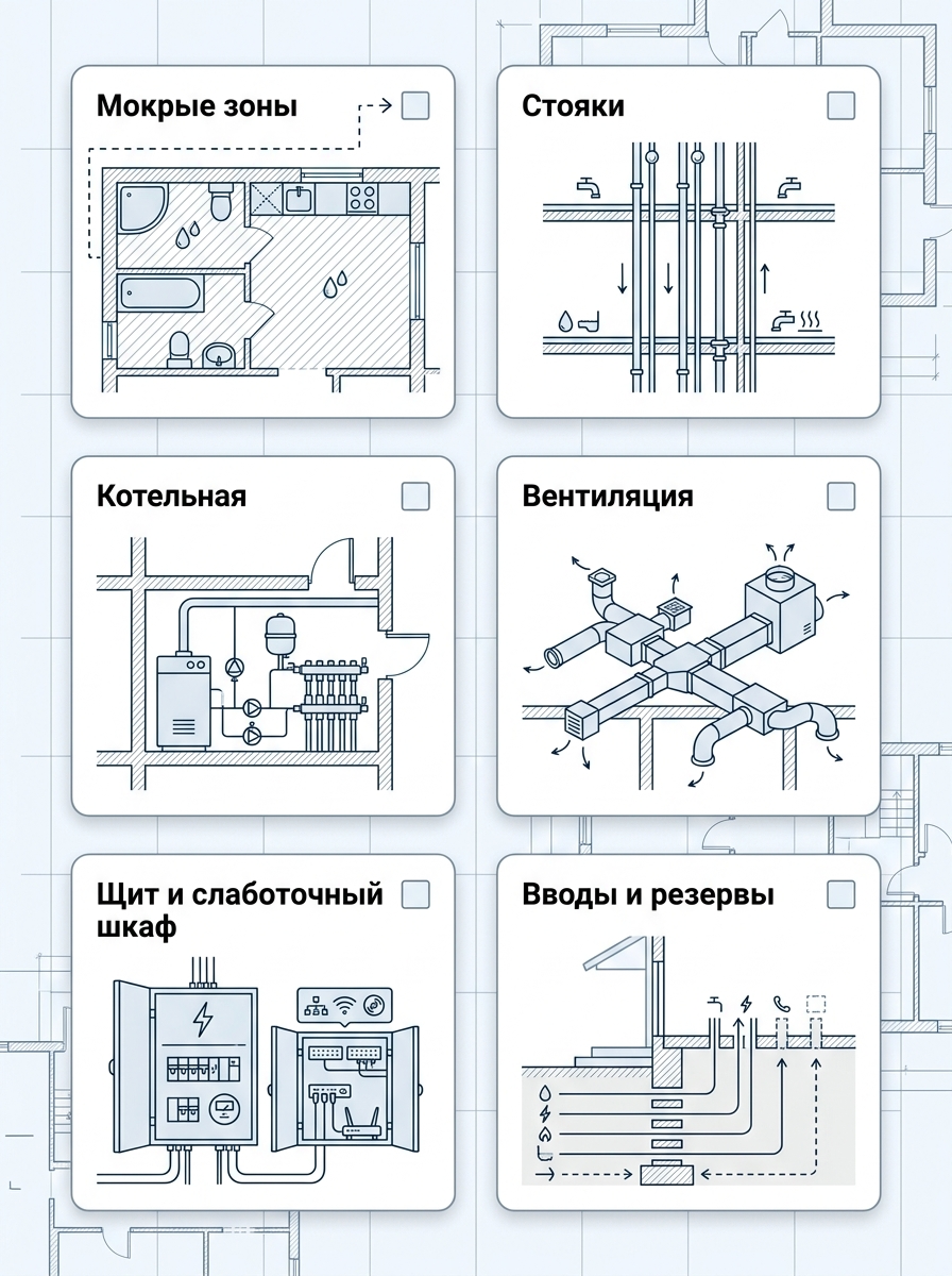 Чек-лист проверки инженерных систем частного дома перед утверждением планировки