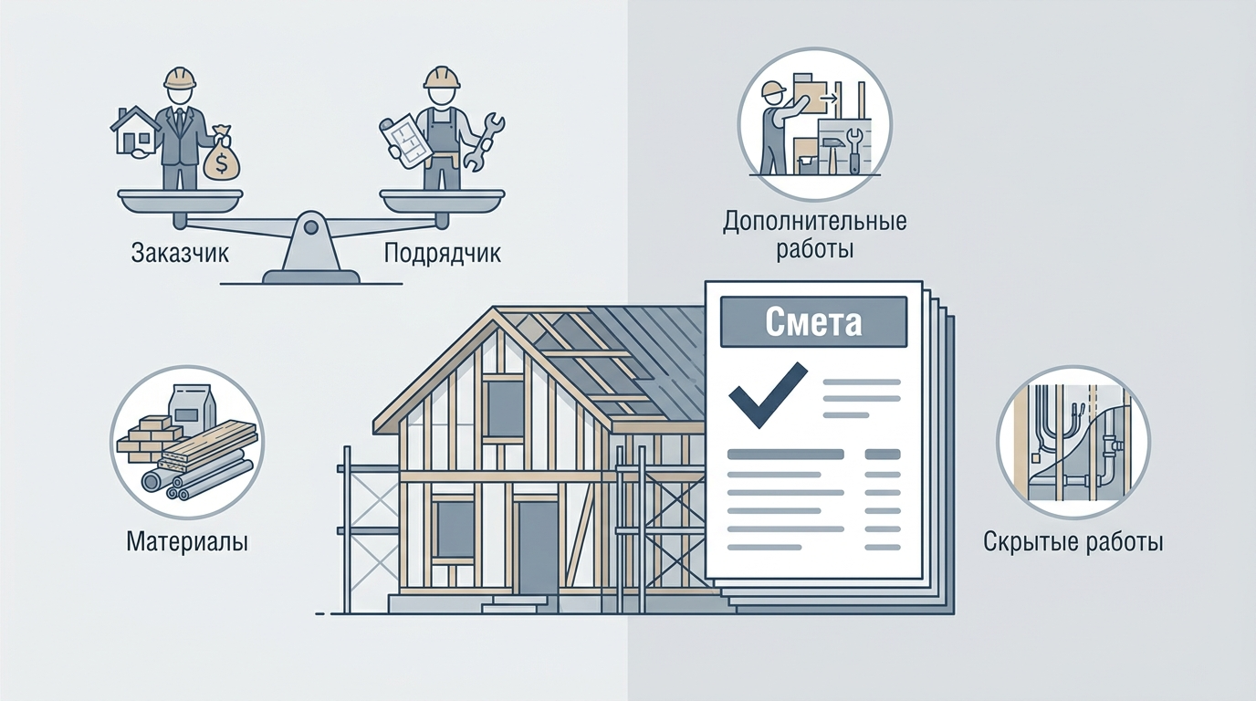 Инфографика рисков фиксированной цены при строительстве дома