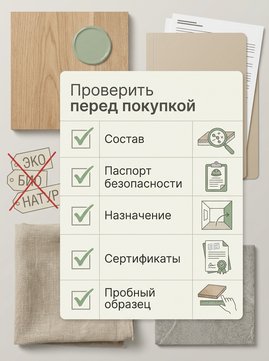 Чек-лист проверки экологичных отделочных материалов перед покупкой