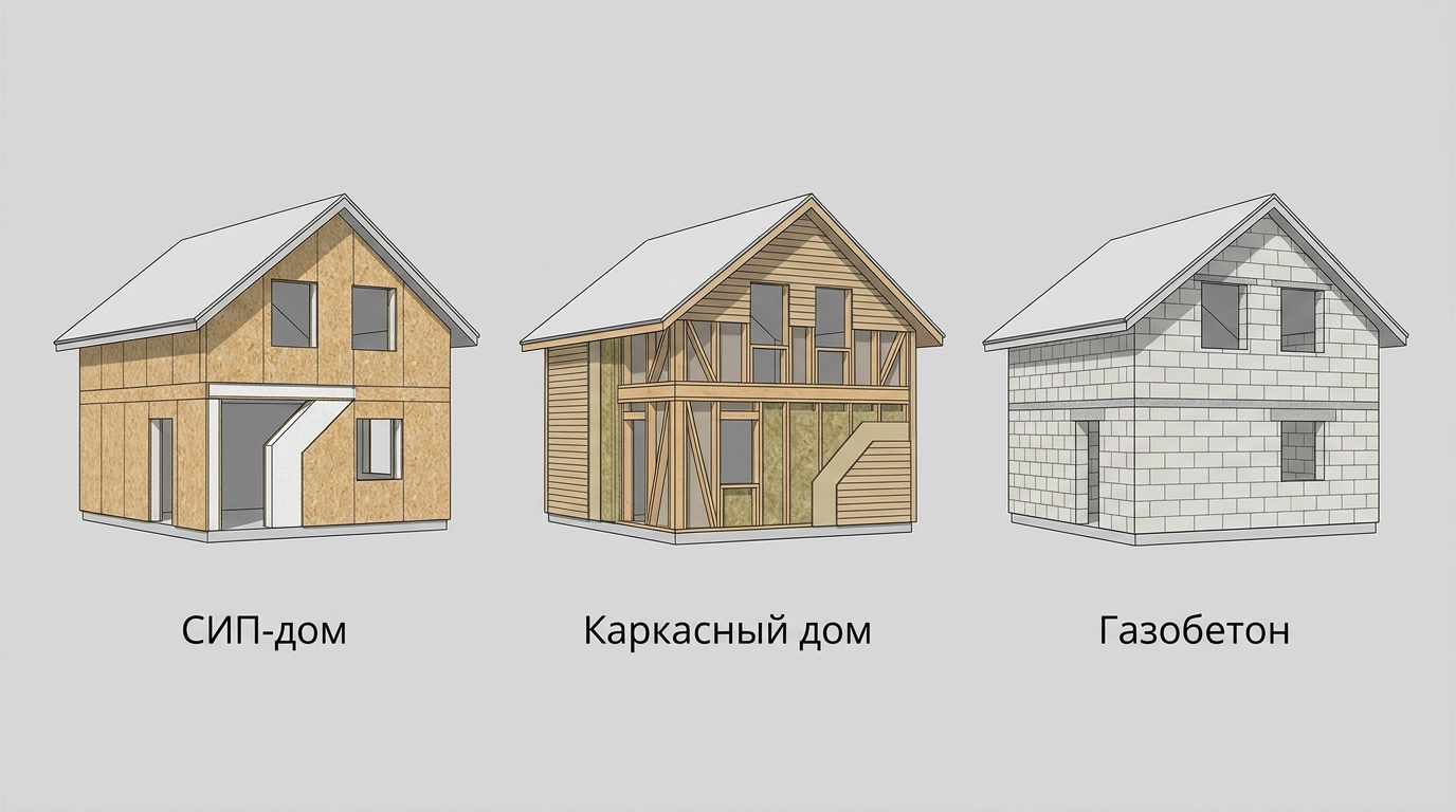 Сравнение СИП-дома, каркасного дома и газобетонного дома