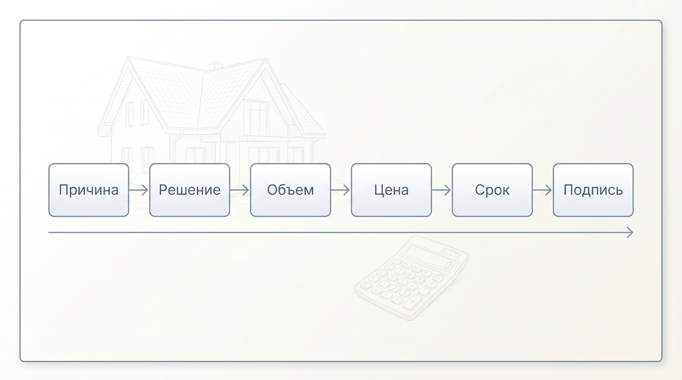 Схема согласования допработ и изменения сметы при строительстве дома