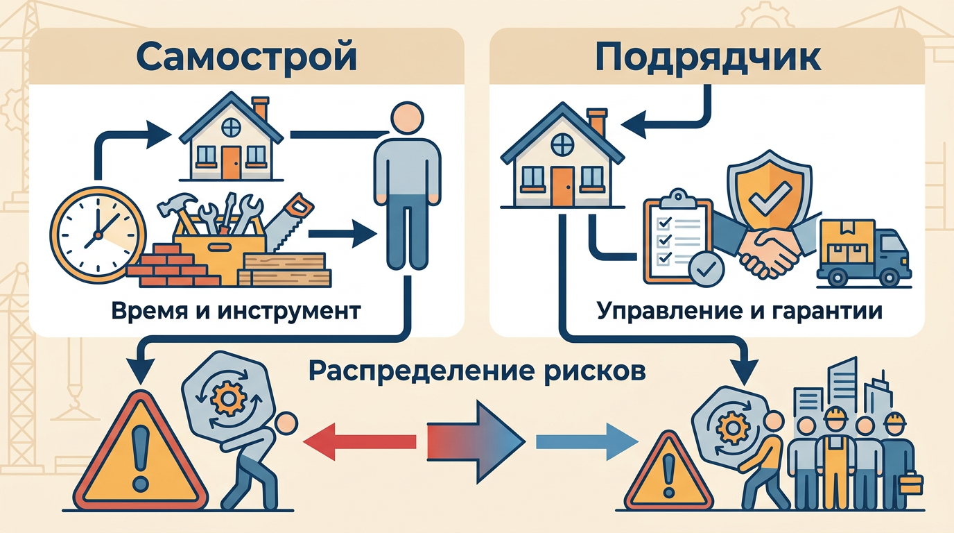 Сравнение расходов при самострое и строительстве дома с подрядчиком