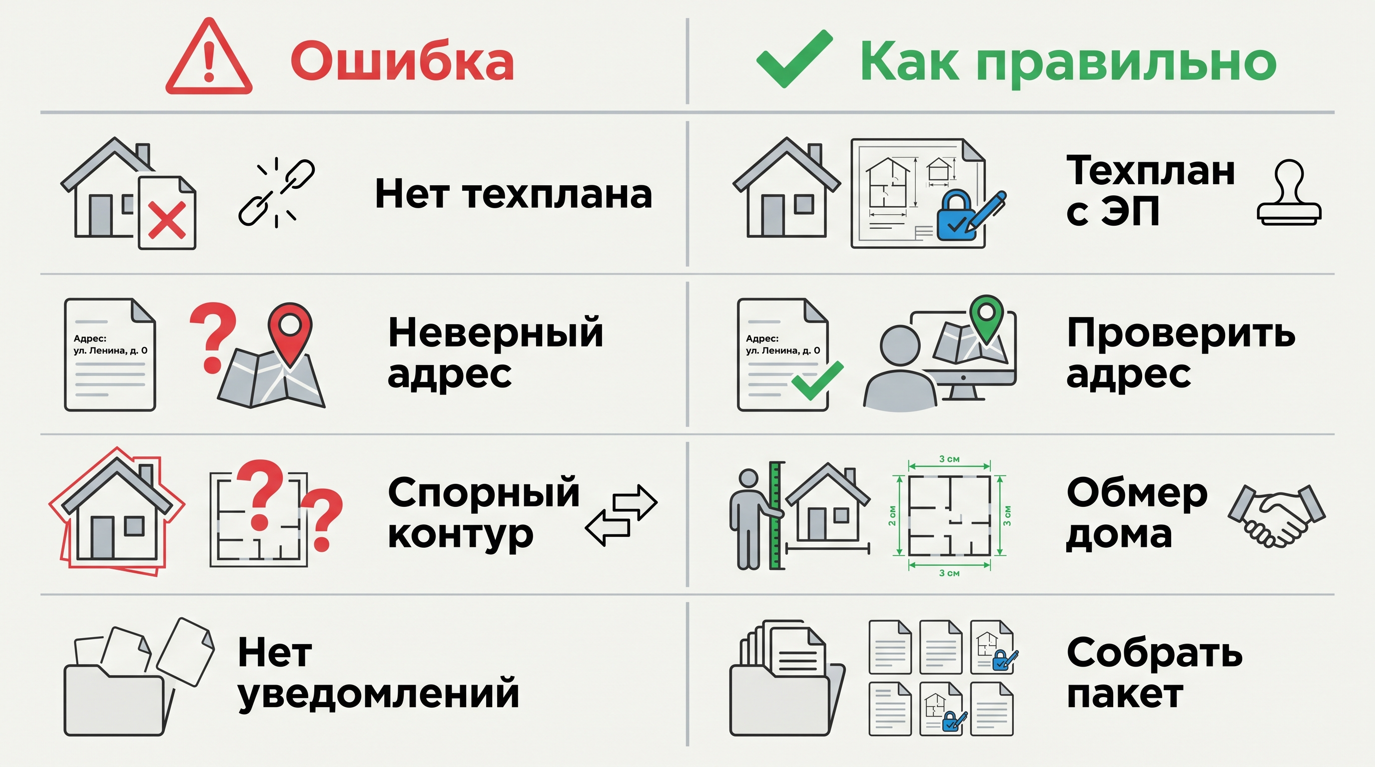 Типовые ошибки при кадастровом учете частного дома и регистрации права