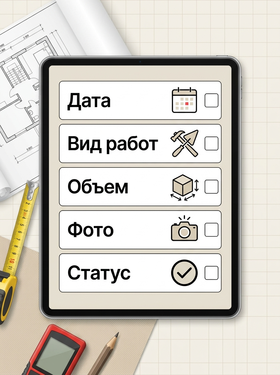 Чек-лист учёта объёмов работ на стройке для частного дома