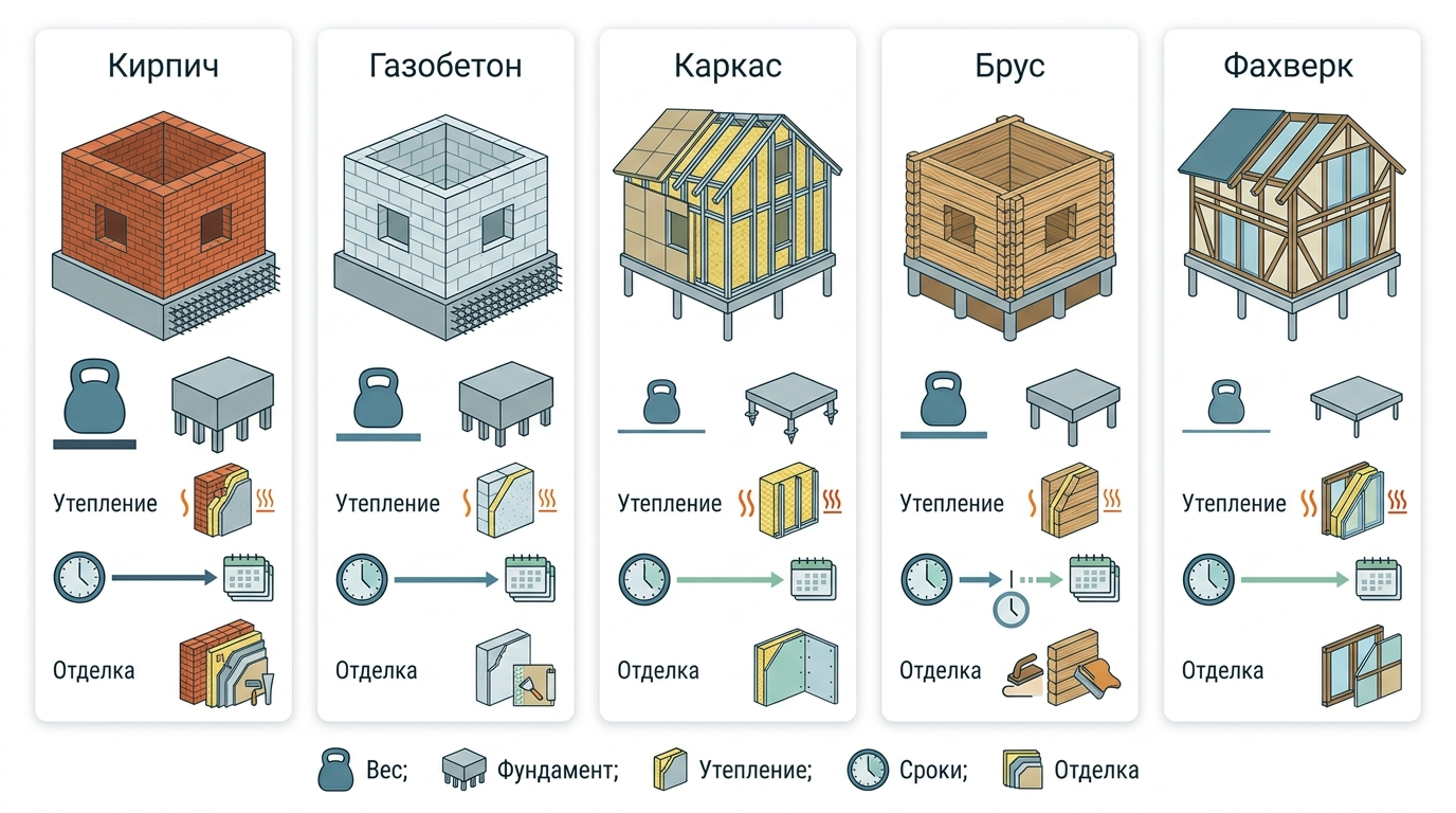 Как материал стен влияет на фундамент, утепление, сроки и отделку